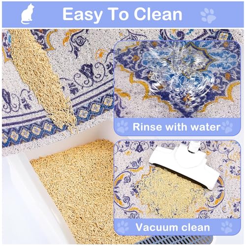 Glittme Cat Litter Mat with Non-Slip Bottom Litter Box Mat 40"x30" Litter Trapping Mat Easy to Clean Washable Cat Food Mat for Kitty,XL - color: Blue, size: 40"x30"