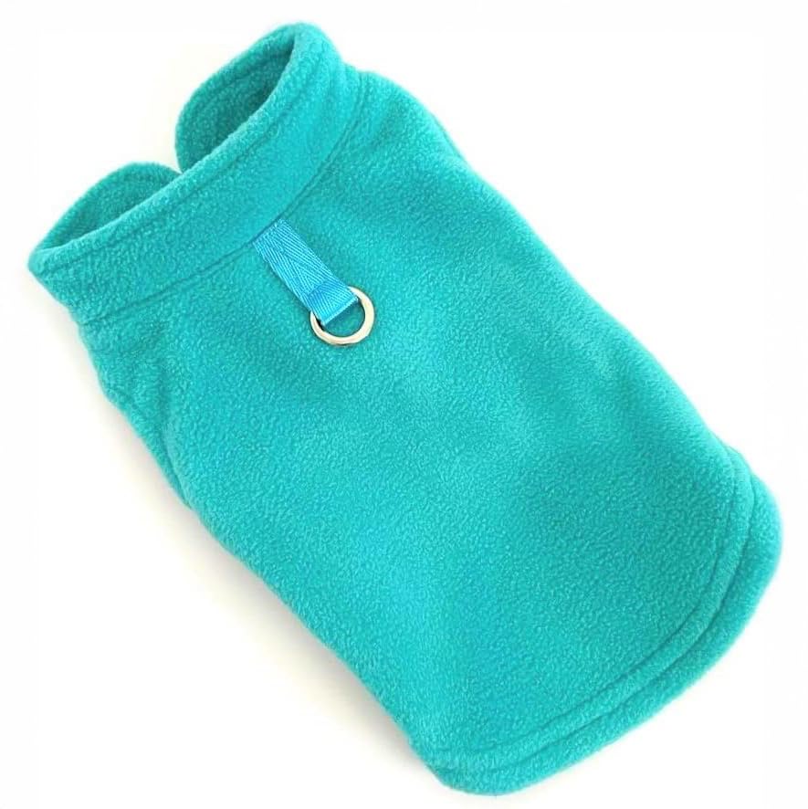 JACKO & CO - Fleece Vest Dog Sweater with Leash Ring - Soft, Warm & Lightweight Pullover Coat for Small & Medium Dogs, Puppies & Cats - Cozy Fall/Winter/Spring Pet Jacket (Turquoise, X-Small 2-4lbs) - color: Turquoise, size: XS (2-4lbs)