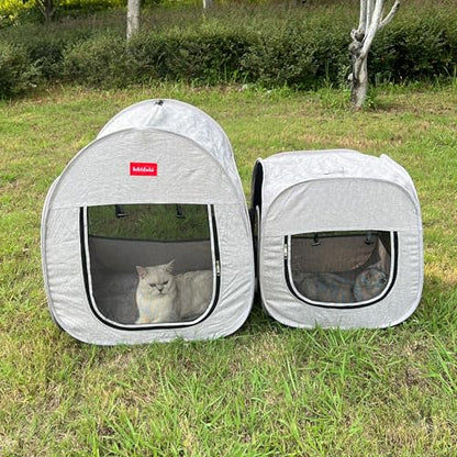 Portable Cat Playpen, Pop-up 2-in-1 Crate Playpen with Litter Box Area for Travel Indoor Outdoor, Foldable Pet Playpen Enclosed for Kitten Puppy Rabbit Hamster Small Animals