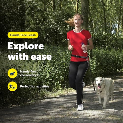 PetSafe Hands Free Adjustable Dog Leash - Great for Running, Jogging, Walking and Hiking - Wear Around the Waist - Black