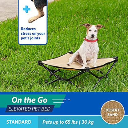 Coolaroo On-The-Go Elevated Dog Bed - Foldable Pop-Up Travel Dog Bed with Breathable, Moisture-Resistant Fabric, Carry Bag Included, Lightweight & Portable, Desert Sand, Standard - color: Desert Sand, style: Standard