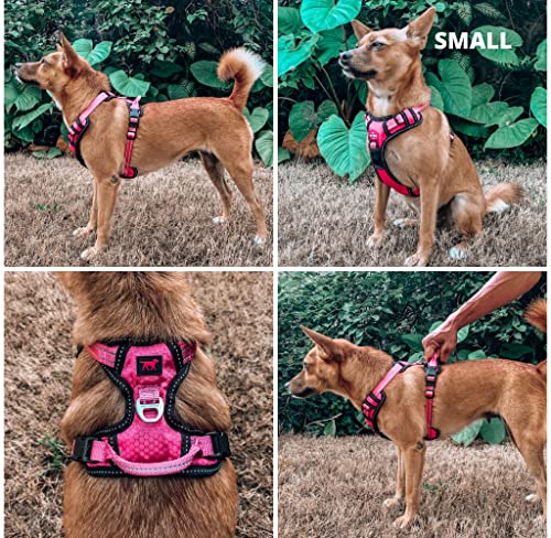 Tuff Pupper No Pull Easy Walk Dog Harness | Heavy Duty Pet Vest | Front & Back Leash Clips | Strong Safety Handle | Reflective Anti Pull Vest | Comfortable Padded Escape Proof Harness (Small, Pink) - color: Hot Pink, size: Small (Neck: 10-17" , Chest: 14-