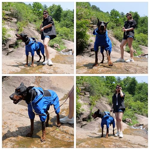 LOVELONGLONG Waterproof Dog Raincoat with Removable Hood – Outdoor Full Body Dog Jacket, Windproof Snowproof Shell Suit – All Season Pet Rain Gear Blue XS - color: Blue, size: XS (Back 10.5")