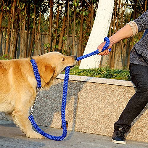 Love Dream Dog Collar and Leash Set, Heavy Duty Nylon Braided Rope Strong 4 FT Dog Leash and Martingale Training Collar for Small Medium Large Dogs Training and Walking (Blue) - color: Blue, size: Medium (Thick 1.5cm)