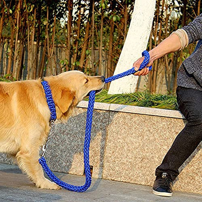 Love Dream Dog Collar and Leash Set, Heavy Duty Nylon Braided Rope Strong 4 FT Dog Leash and Martingale Training Collar for Small Medium Large Dogs Training and Walking (Blue) - color: Blue, size: Medium (Thick 1.5cm)