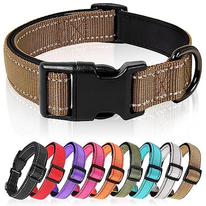 HEELE Dog Collar, Reflective Dog Collar, Soft Neoprene Padded Breathable Nylon Pet Collar Adjustable for Small Dogs Puppy, Khaki, XS(7.87-11.81") - color: Khaki, size: X-Small (7.87-11.81")