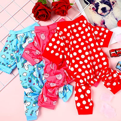 3 Pieces Dog Pajamas Puppy Soft Pets Clothes Dog Jumpsuit for Small Medium Large Pets Cute Apparel Bodysuits for Girl and Boy, 3 Styles(M Fits 5.5-7.7 lbs) - size: M Fits 5.5-7.7 lbs