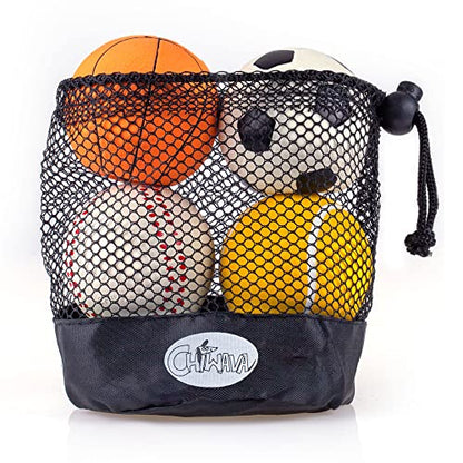 CHIWAVA 4 Pack 2.4" Squeak Latex Puppy Dog Toy Ball Sports Balls Sets Fetch Interactive Toy for Small Dogs - size: 2.4" Small Dogs 4 Pack