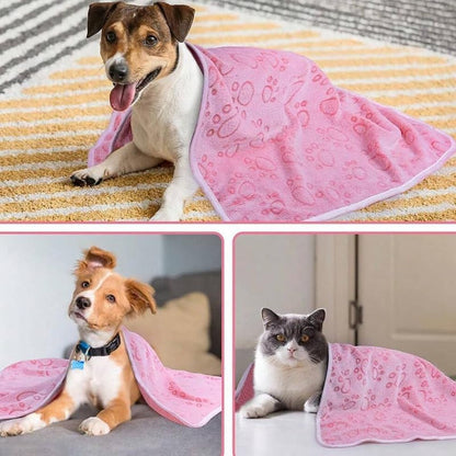 1pc Soft Cozy Pet Blanket with Paw Print Design, Tear-Resistant & Machine Washable, Warm Comfortable Dog & Cat Blanket - 16 * 23Inch, Pink - color: Pink, size: 16*23Inch