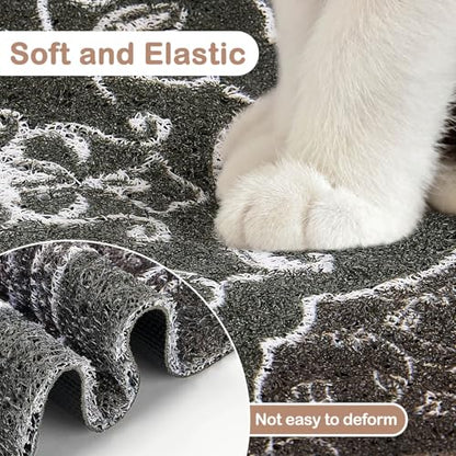 Glittme Cat Litter Mat with Non-Slip Bottom Litter Box Mat 47"X35" Litter Trapping Mat Easy to Clean Washable Cat Food Mat for Kitty,XXL - color: Black, size: 47"x35"