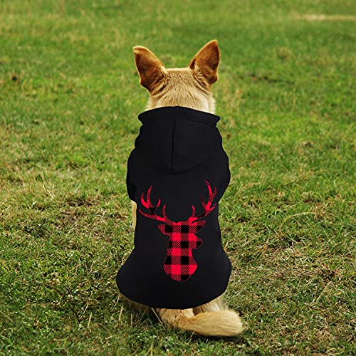 Dog Hoodie Sweater for Dogs Buffalo Plaid Pet Clothes Dog Hooded Sweatshirt Warm and Soft Cozy(Reindeer&XXL) - color: Reindeer, size: XX-Large