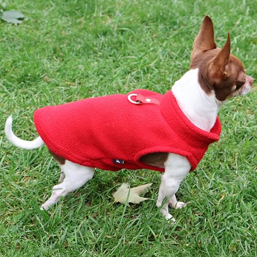 JACKO & CO - Fleece Vest Dog Sweater with Leash Ring - Soft, Warm & Lightweight Pullover Coat for Small & Medium Dogs, Puppies & Cats - Cozy Fall/Winter/Spring Pet Jacket (Red, X-Small 2-4lbs) - color: Red, size: XS (2-4lbs)