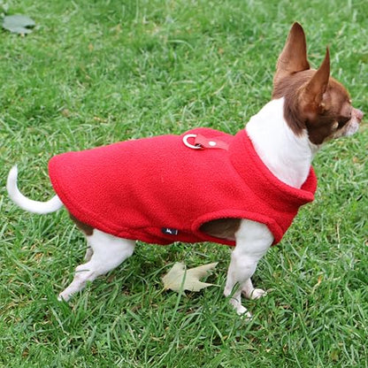 JACKO & CO - Fleece Vest Dog Sweater with Leash Ring - Soft, Warm & Lightweight Pullover Coat for Small & Medium Dogs, Puppies & Cats - Cozy Fall/Winter/Spring Pet Jacket (Red, X-Small 2-4lbs) - color: Red, size: XS (2-4lbs)