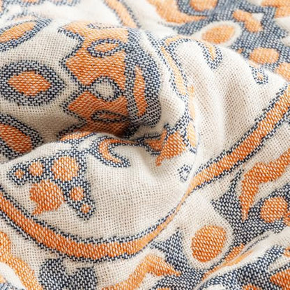 MEJU Vine Flower Boho Garden Mandala Muslin All Season Throw Blanket for Bed Sofa Couch, 100% Combed Cotton 4 Layer Soft Warm Retro Reversible Throw Blanket Bed Coverlet Twin 60 in x 80 in - color: Mandala, size: Twin 60 in x 80 in