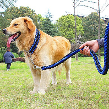 Love Dream Dog Collar and Leash Set, Heavy Duty Nylon Braided Rope Strong 4 FT Dog Leash and Martingale Training Collar for Small Medium Large Dogs Training and Walking (Blue & Black) - color: Blue & Black, size: Medium (Thick 1.5cm)