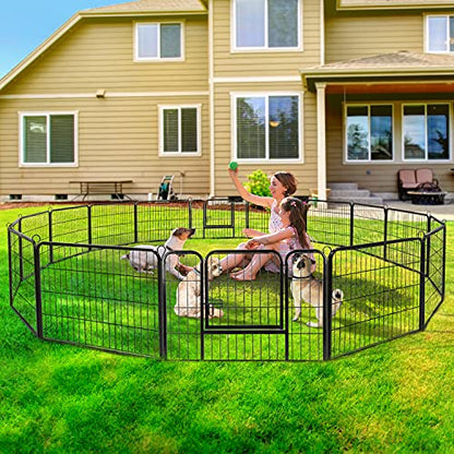 ZENY Dog Playpen 24 Inch 16 Panels, Heavy Duty Pet Dog Pen Indoor, Metal Dog Fence with Doors, Foldable Animal Outdoor Exercise Pen for Yard, RV, Camping