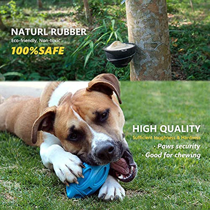 EASTBLUE Squeaky Dog Toys for Aggressive Chewers: Rubber Puppy Chew Ball with Squeaker, Almost Indestructible and Durable Pet Toy for Medium and Large Breed - color: Blue
