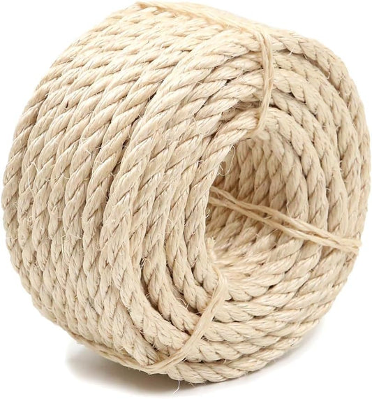 Natural Sisal Rope for Cat Scratcher Replacement, Durable Cat Tree Post Repair Cord for DIY Projects, Climbing Towers, Furniture Protection, Scratch Pad, Crafts, Garden, and Home Décor Use - color: Natural, size: 4mm 66ft