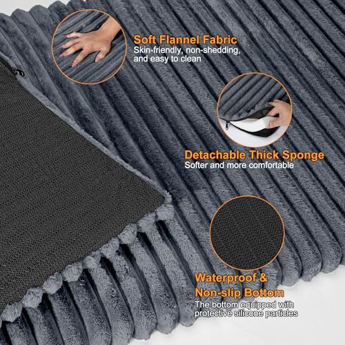 Backseat Pet Bed Mat, Non-Slip Dog Bed for Car Back Seat, Washable Travel Pet Mat with Removable Cover, Dog Seat Covers Protector Fit for Backseat Extenders and Trucks SUVs, 54"x 24.8", Grey - color: Grey