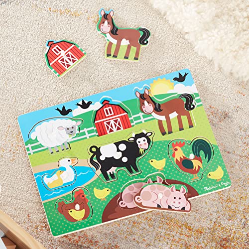 Melissa & Doug Farm Wooden Peg Puzzle (8 pcs) - style: Farm