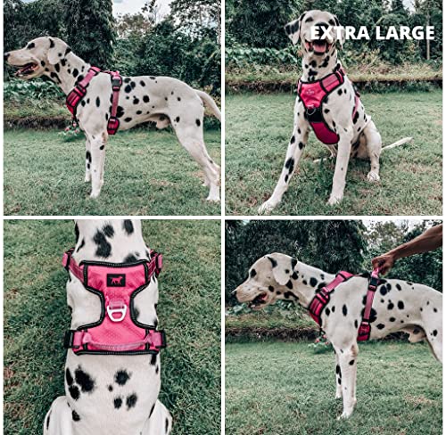 Tuff Pupper No Pull Easy Walk Dog Harness | Heavy Duty Pet Vest | Front & Back Leash Clips | Strong Safety Handle | Reflective Anti Pull Vest | Comfortable Padded Escape Proof Harness (X-Large, Pink) - color: Hot Pink, size: X-Large (Neck: 20-30" , Chest: