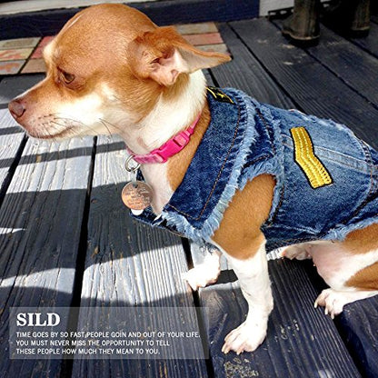 SILD Pet Clothes Dog Jeans Jacket Cool Blue Denim Coat Small Medium Puppy Blue Vintage Washed Clothes Dogs Lapel Vests Classic Hoodies - size: XXL