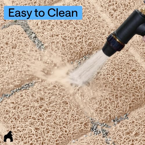 GORILLA GRIP Cat Litter Box Mat, Cushioned Coil Mesh Litter Trapping Mats, Scatter Control Supplies for Less Mess, Phthalate Free, Ultra Deep Catch Grooves, Rinse or Vacuum to Clean, 30x20 Beige - color: Beige, style: Medium (30" x 20")