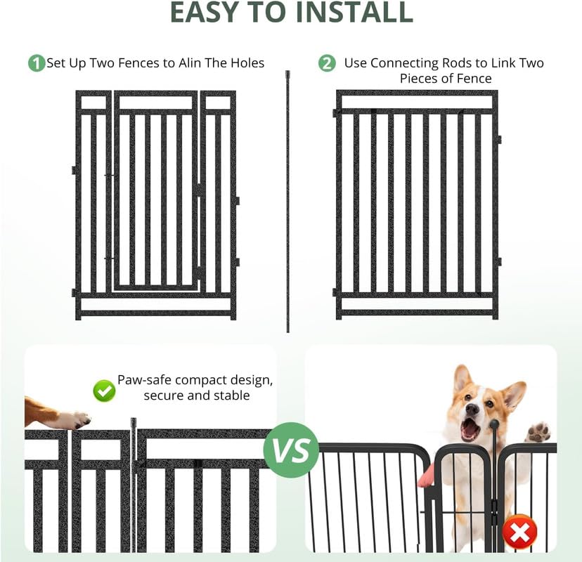 Dog Playpen Dog Fence Outdoor for Yard 40" H with 8 Panels Sturdy Portable Puppy Playpen for Indoor Outdoor RV Camping Use - Black Silver - style: 8 Panels