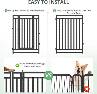 Dog Playpen Dog Fence Outdoor for Yard 40" H with 8 Panels Sturdy Portable Puppy Playpen for Indoor Outdoor RV Camping Use - Black Silver - style: 8 Panels