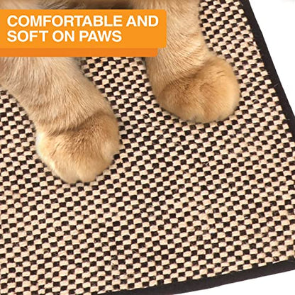 Neater Pets Jute Cat Litter Trapping Mat - Catches Spilled Litter Mess from Kitty Litter Box to Protect Floors, Soft on Cats Paws, Anti-Skid Backing, Easy to Clean, Checkered, 24" x 36" - color: Checkered
