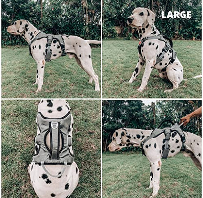 Tuff Pupper Escape Proof No Escape Dog Harness | 5 Point Adjustable Fit Harness for Dogs | Padded Dog Harnesses | Handle Dog Lift Harnesses - color: Steel Grey, size: Large
