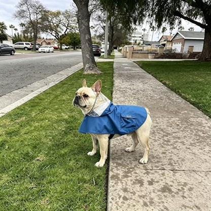 Dog Raincoat Waterproof, Adjustable Reflective Hooded Dog Rain Poncho with Leash Hole for Small Medium Large Dogs (Blue, Medium) - color: Blue, size: Medium(13-22lb)