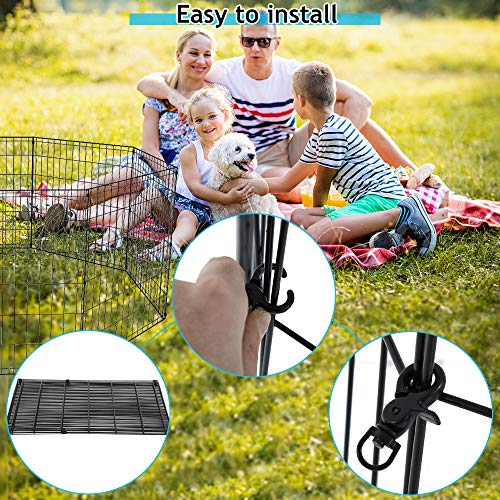 Pet Dog Playpen 8 Panel 24" Metal Portable Foldable Indoor Outdoor Cat Puppy Exercise Pen Animal Wire Yard Dog Fence Crate Kennel for Small Medium Large Dogs Black - size: 24"x8 Panels