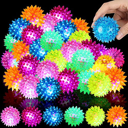 Lenwen 18 Pack Light up Balls LED Bouncy Balls Stress Relief Rubber Ball Flashing Squeaky Rubber Glow in Dark Toy Holiday Classroom Prizes Party Favors for Teens, Adults, Children
