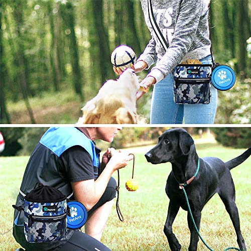 PetAmi Dog Treat Pouch, Pet Treat Pouch for Training, Dog Walking Bag Holder for Kibbles, Pet Food Toy, Dog Trainer Essentials Supplies, Poop Bag Dispenser, 3 Ways to Wear (Camo Blue) - color: Camo Blue