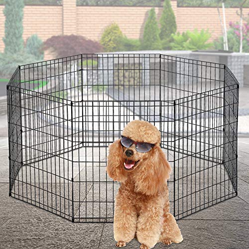 Puppy Playpen Dog Fence Pet Playpen 8 Panel Metal Portable Foldable Indoor Outdoor Pet Exercise Pen Animal Wire Yard Crate Kennel Pets Playpen for Small Medium Large Dogs - size: 30"x8 Panels