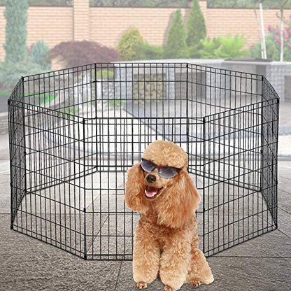 Puppy Playpen Dog Fence Pet Playpen 8 Panel Metal Portable Foldable Indoor Outdoor Pet Exercise Pen Animal Wire Yard Crate Kennel Pets Playpen for Small Medium Large Dogs - size: 30"x8 Panels