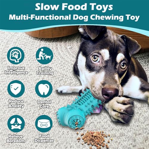 Dog Toys for Aggressive Chewers,Long-Lasting Natural Rubber Toy with Squeaky Interactive Dog Toys for Large Medium Small Breed,Dog Toothbrush Bone Toys