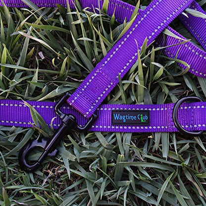 Wagtime Club Double Handle Dog Leash, 6ft Long Heavy Duty Dog Leash with Paded Traffic Handles for Extral Control and Training, Dual Handles Leads, Large Medium Small Dogs (Vibrant Purple) - color: Vibrant Purple