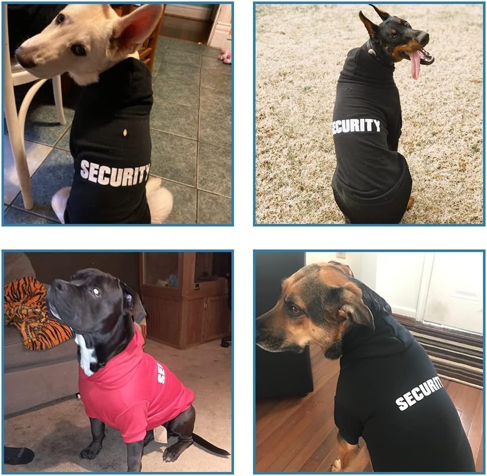 BINGPET Security Dog Hoodies Puppy Sweater Cold Weather Dog Coats Soft Brushed Fleece Pet Clothes Hooded Sweatshirt for Dog Cat - color: #1 Black(Security), size: X-Small (All Breed Sizes)