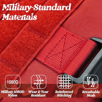 rabbitgoo Tactical Dog Harness Medium Sized, Heavy Duty Pet Harness with Handle, No-Pull Service Vest Medium Breed, Adjustable Military Dog Vest for Training Hunting Walking, Red, M - color: Red, size: Medium