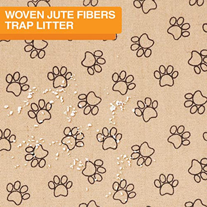Neater Pets Jute Litter Trapping Mat, Eco-Friendly Plant-Based Material Catches Mess from Kitty Litter Box to Protect Floors, Soft on Cats Paws, Anti-Skid Backing, Easy to Clean, Paw Print, 24" x 36" - color: Paw Print