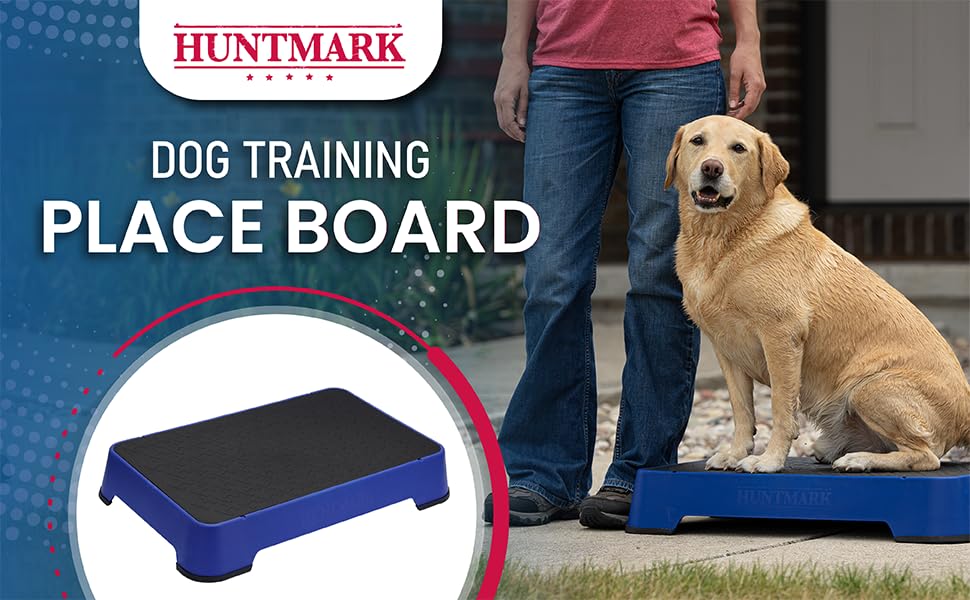 HUNTMARK Dog Training Place Board - Durable Hunting Dog Training Platform - Non-Skid Surface and Nonslip Feet - Stackable, Portable Agility Platform - Modern Puppy Trainer Equipment (Dark Blue) - color: Dark Blue