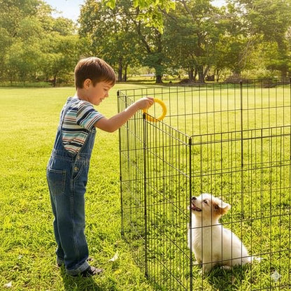 Dog Playpen - Foldable Metal Exercise Puppy Play Pen with 8 24x30in Panels - Indoor/Outdoor Pen with Door for Dogs, Cats or Small Animals by PETMAKER - size: 24" X 30"