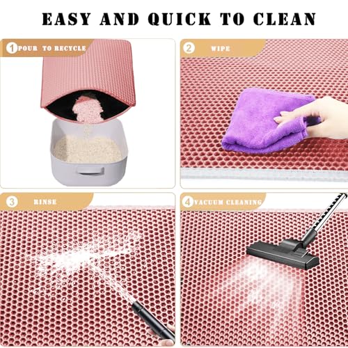 HCY&WLD Cat Litter Mat, Honeycomb Double Layer Cat Litter Trapping Mat, Waterproof Urine Proof Non-Slip, Scatter Control, Less Waste, Easier to Clean (Pink, 30" X 22") - color: Pink