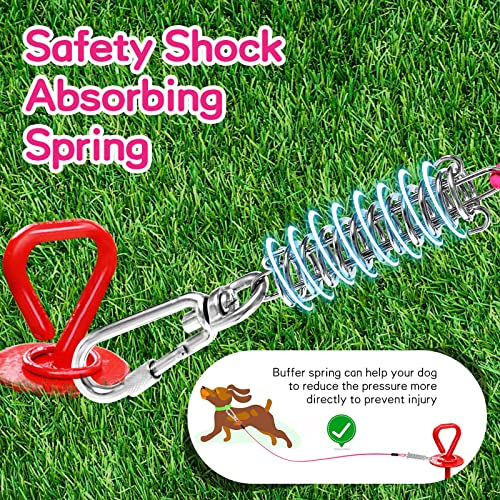 Heavy Duty Dog Tie Out Run Cable - 50 ft Long Leash with Durable Carabiner, Chew Proof Leads for Large Dogs & Yard Use - color: Pink, size: 250lbs / 50ft
