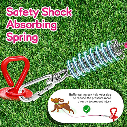 Heavy Duty Dog Tie Out Run Cable - 50 ft Long Leash with Durable Carabiner, Chew Proof Leads for Large Dogs & Yard Use - color: Pink, size: 250lbs / 50ft