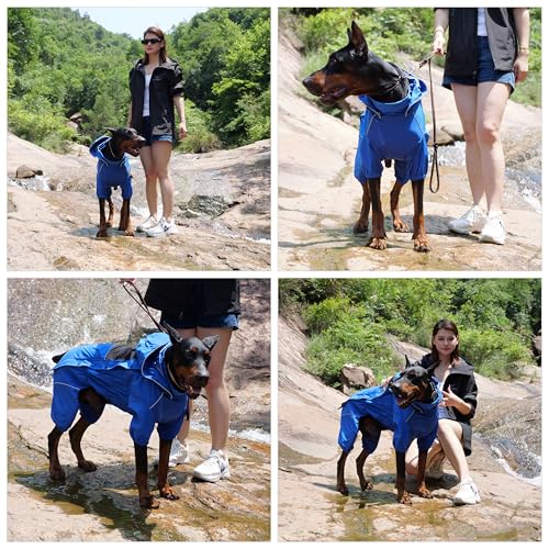 LOVELONGLONG Waterproof Dog Raincoat with Removable Hood – Outdoor Full Body Dog Jacket, Windproof Snowproof Shell Suit – All Season Pet Rain Gear Blue XXS - color: Blue, size: XXS (Back 9")