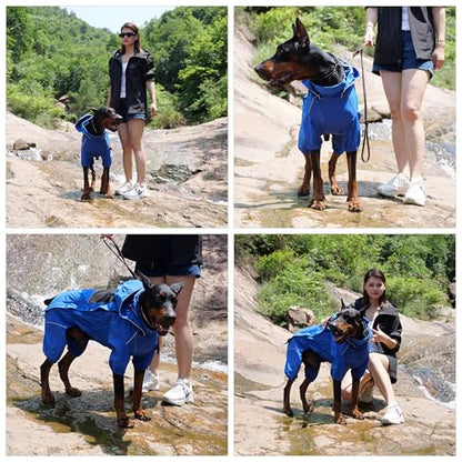 LOVELONGLONG Waterproof Dog Raincoat with Removable Hood – Outdoor Full Body Dog Jacket, Windproof Snowproof Shell Suit – All Season Pet Rain Gear Blue XXS - color: Blue, size: XXS (Back 9")