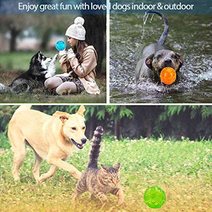 ACEONE Dog Squeaky Ball, Pet Squeak Chew Bouncy Rubber Toy Balls for Small Large Dogs Indestructible Exercise Training Playing - size: 2 Balls 3 Inch